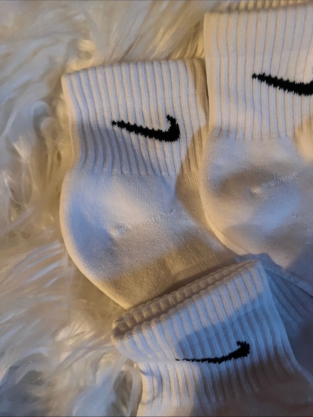 Nike White Crew Socks with Black Swoosh - 3 Pack - Picture 2 of 3